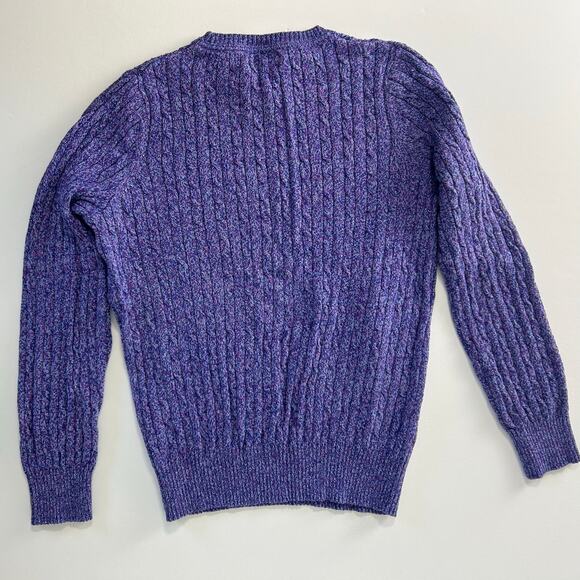 Kim Rogers Petite Sweater Small Womens Purple Crewneck Cable Knit Long Sleeve - Picture 2 of 9